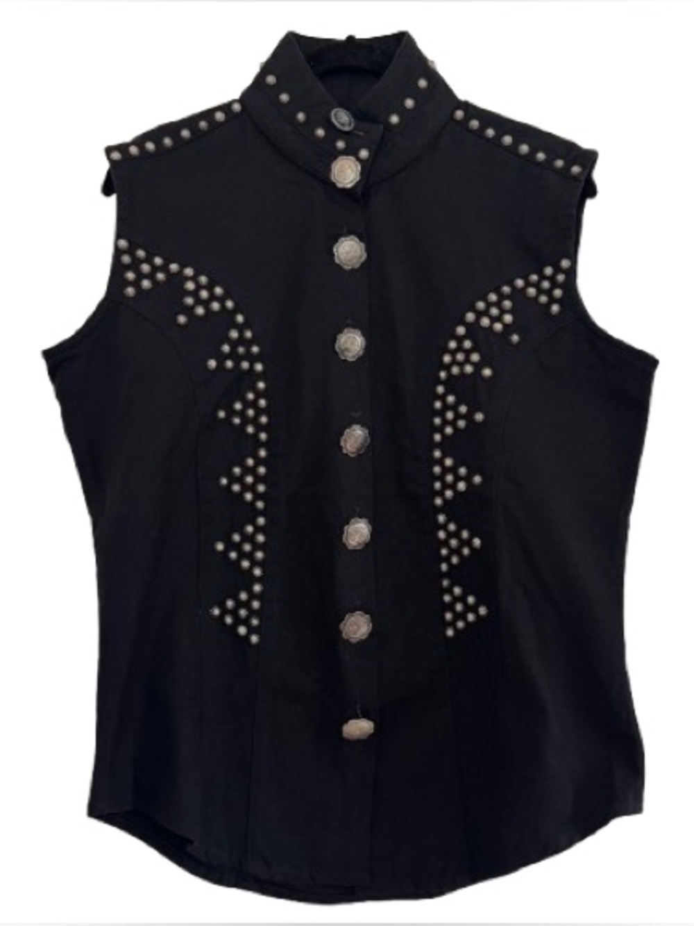 The San Angelo Collection Texas Black Studded Western Button Down Vest Cotton